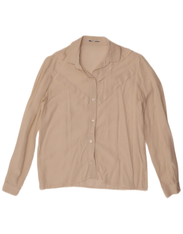 Vintage mujer camisa blusa IT 40 pequeño blanco apagado