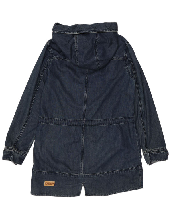 KHUJO Trenca con capucha para mujer UK 40 Algodón azul marino mediano