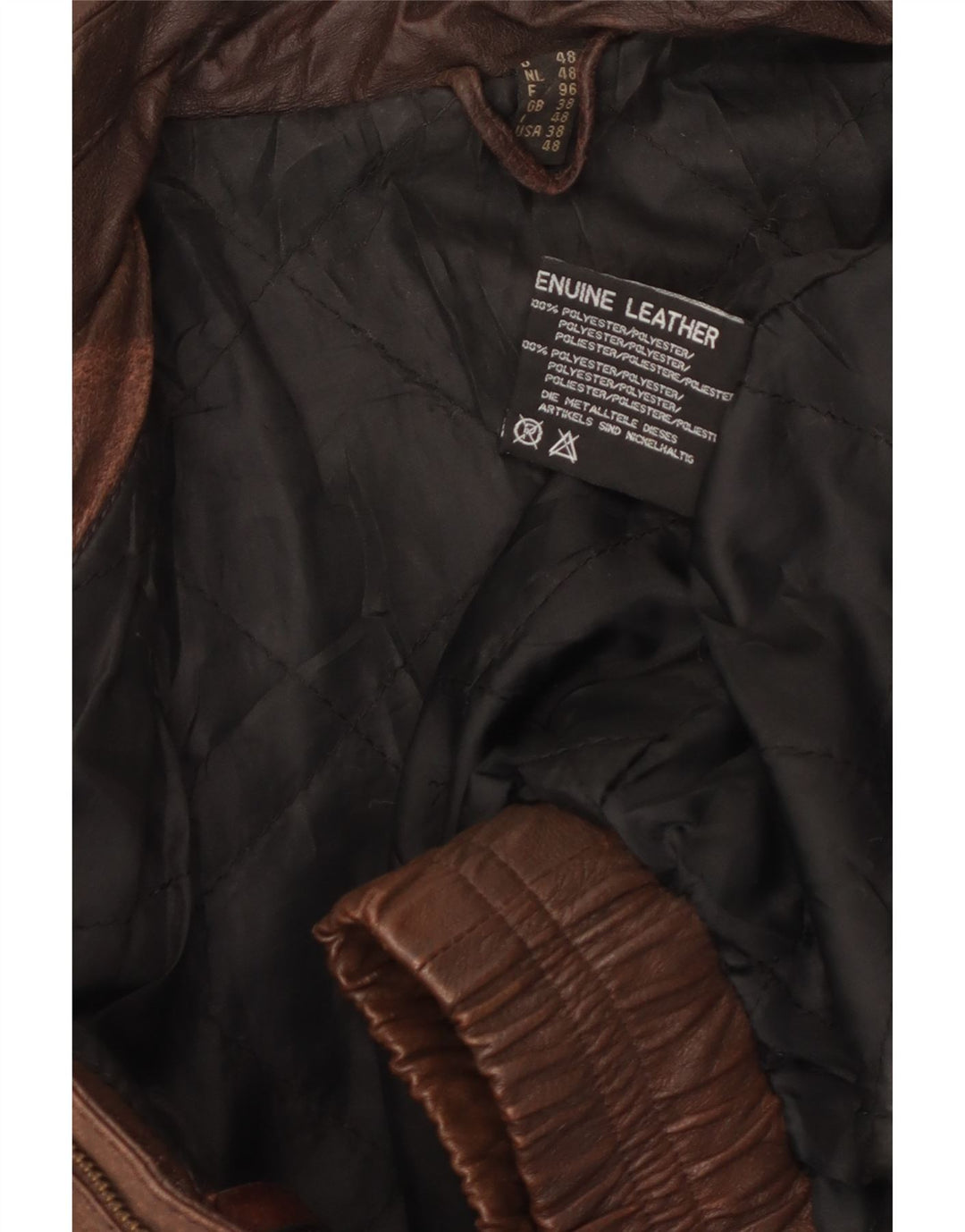 VINTAGE Chaqueta de cuero para hombre Reino Unido 38 Cuero marrón medio