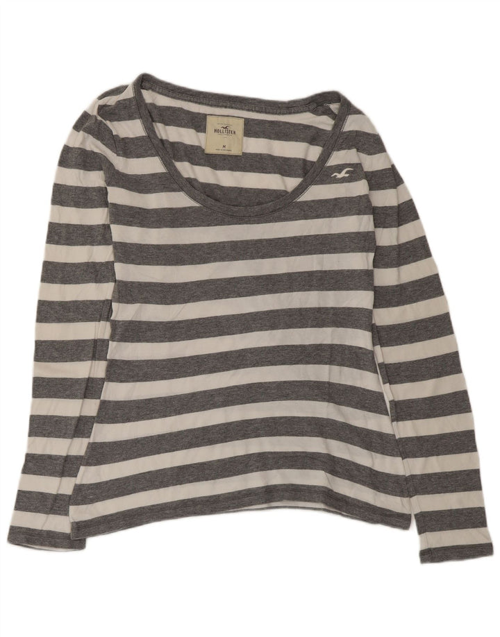 Hollister Mujer Top Manga Larga UK 42 Gris Medio Rayas