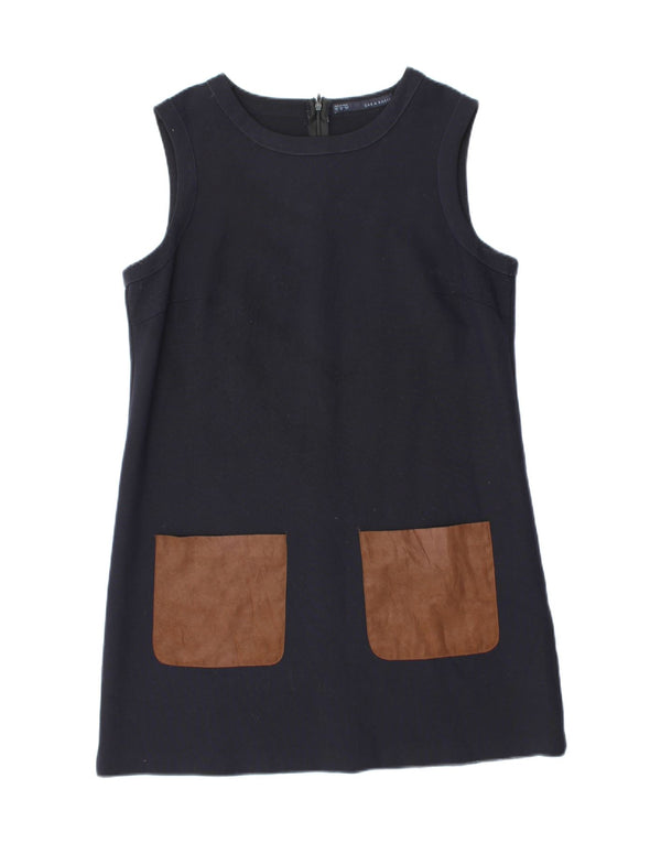 Zara Mujer Vestido Recto Sin Mangas ES 40 XL Poliéster Azul Marino