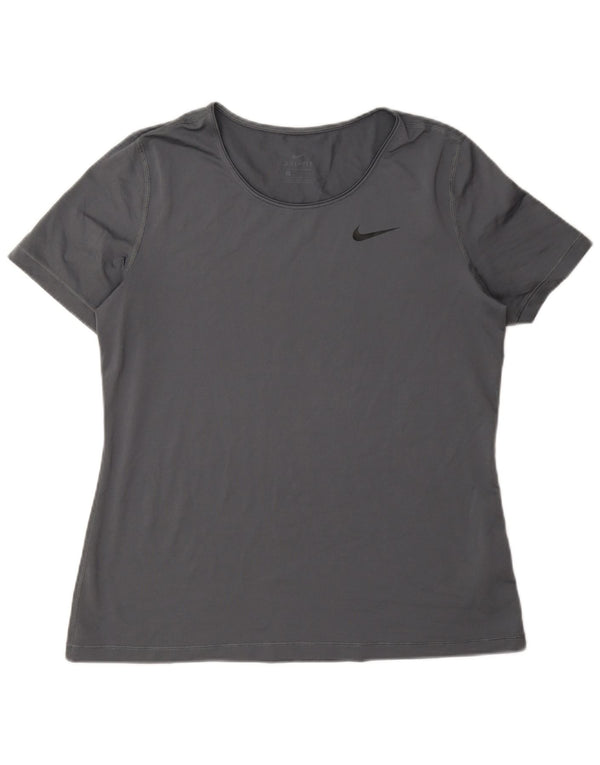 Nike Mujer Dri Fit Camiseta Top UK 40 Grande Gris Poliéster