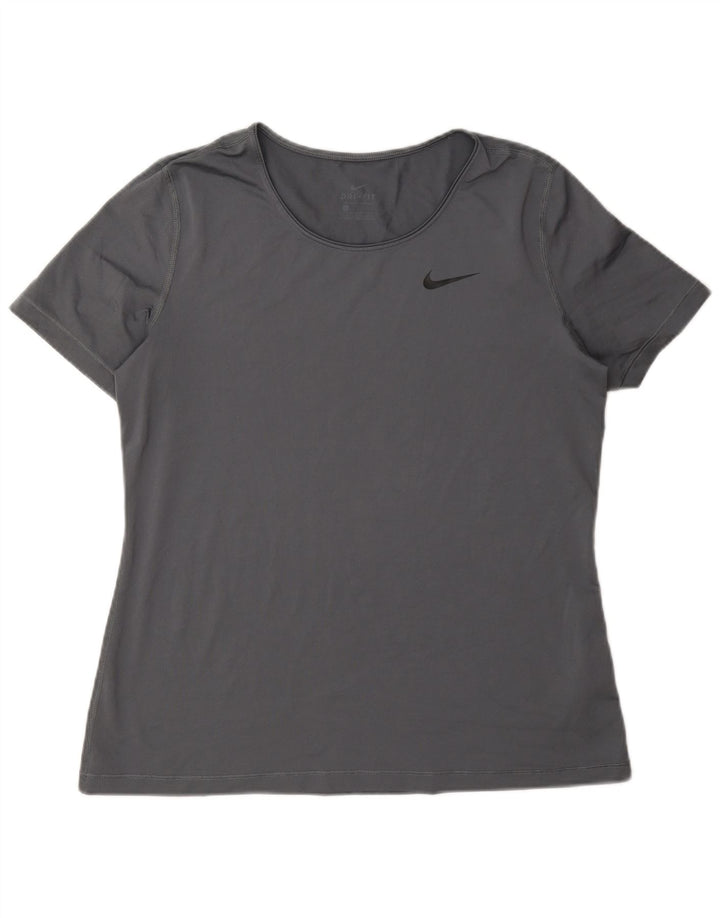 Nike Mujer Dri Fit Camiseta Top UK 40 Grande Gris Poliéster