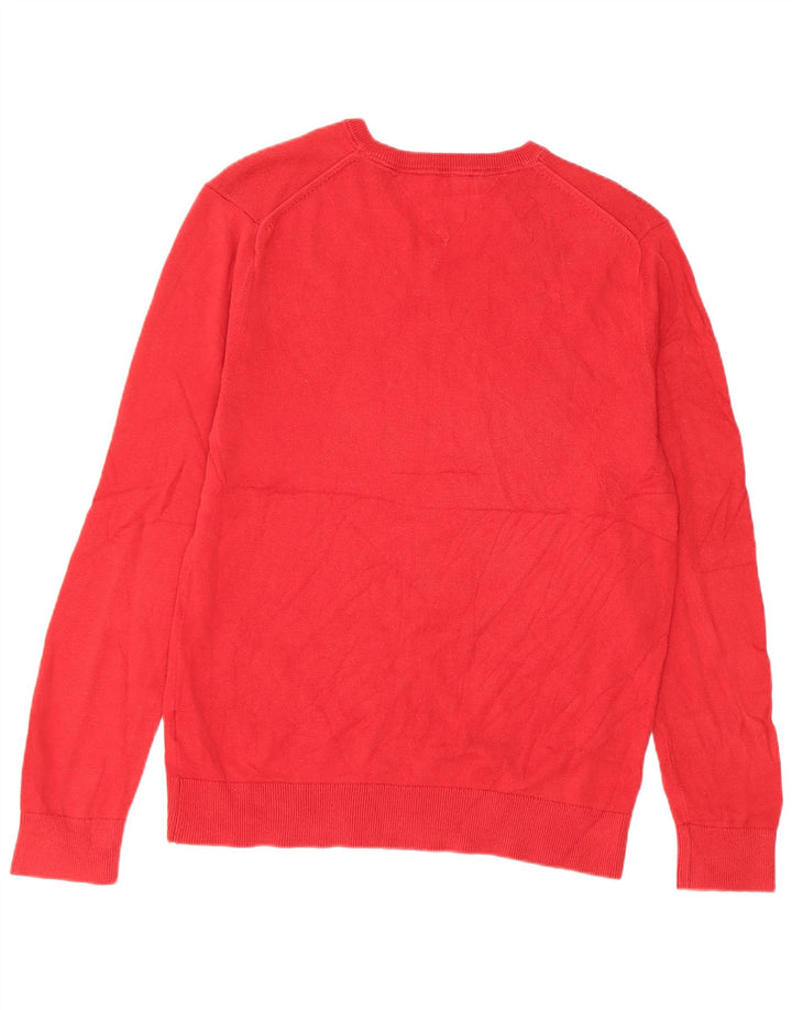 Tommy Hilfiger Jersey con cuello en V para hombre, talla grande, algodón rojo