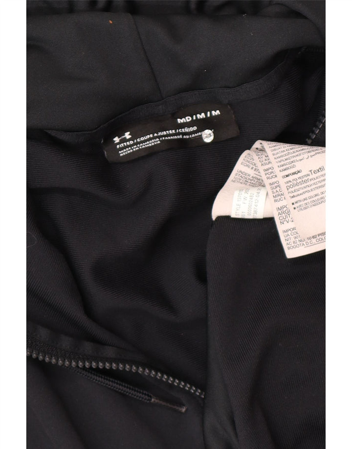 Under Armour Jersey con capucha y cremallera ajustada para hombre, color negro mediano