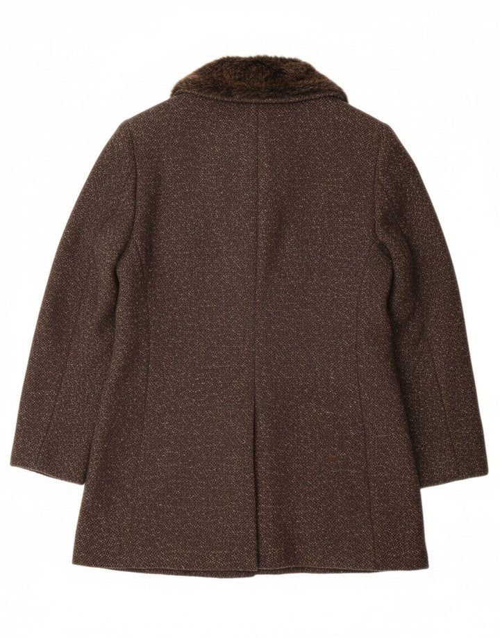 STEFANEL Womens Overcoat UK 12 Medium Brown Flecked Wool Vintage Stefanel and Second-Hand Stefanel from Messina Hembry 