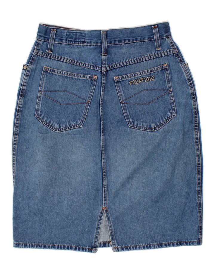 PRESTIGIO Womens Denim Skirt IT 44 Medium W30 Blue Cotton Vintage Prestigio and Second-Hand Prestigio from Messina Hembry 
