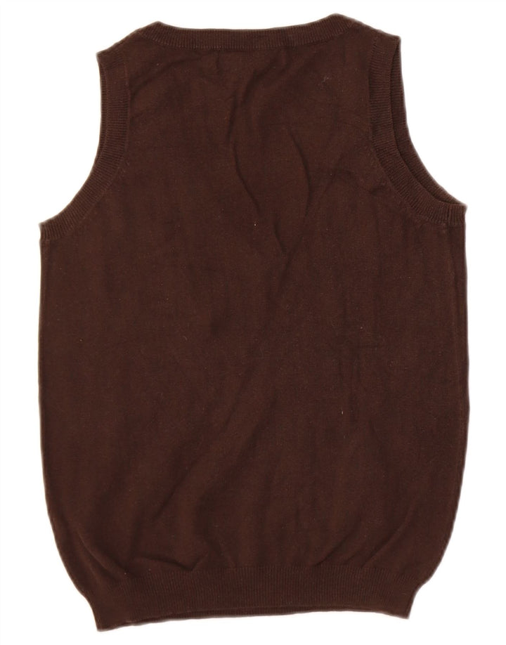 Zara Mujer Chaleco Tank Top UK 12 Algodón Marrón Medio