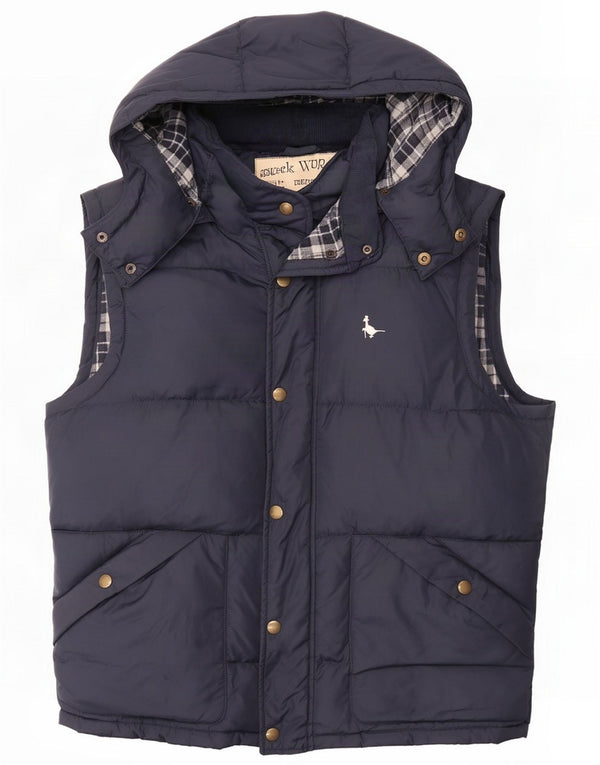 Jack Wills Chaleco acolchado con capucha para hombre UK 36 Pequeño Azul marino