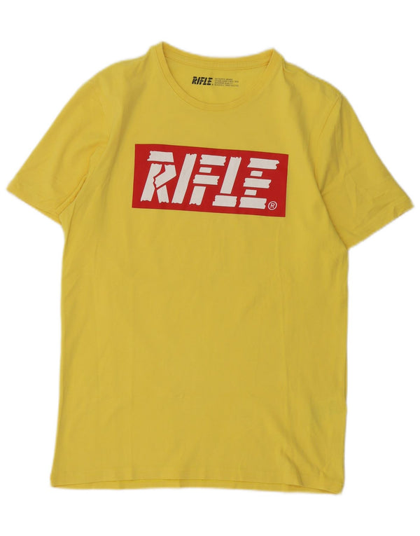Rifle Camiseta gráfica para hombre Top Algodón amarillo medio