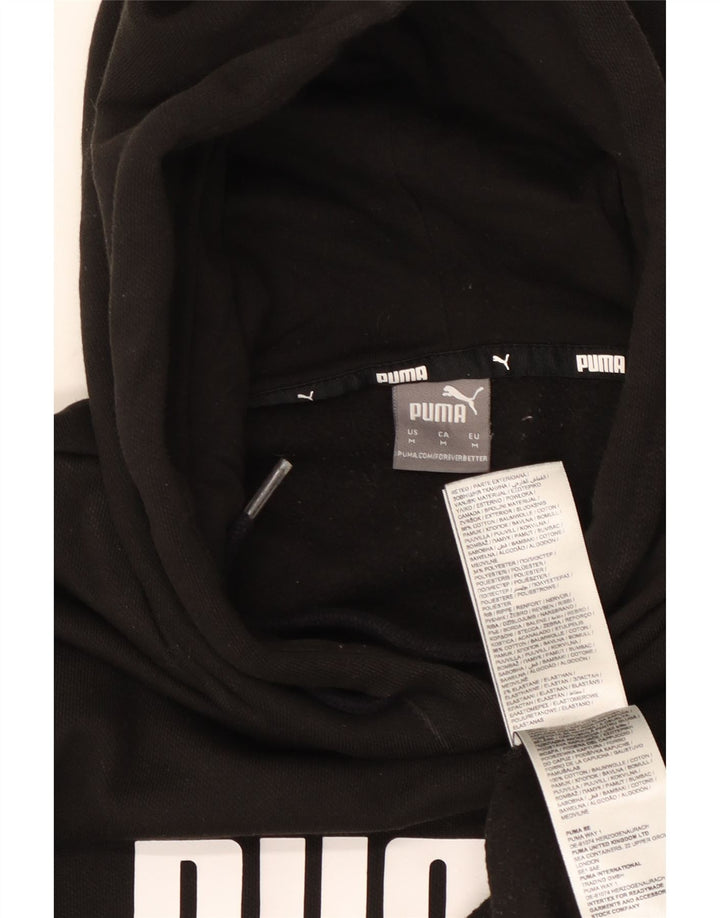 PUMA Jersey con capucha gráfica para mujer UK 14 Medium Black Cotton