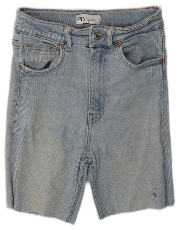 Zara Pantalones cortos vaqueros para mujer EU 36 XS W26 Azul