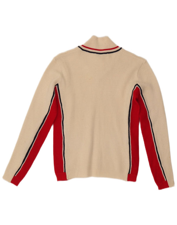 AUSTRALIAN L'ALPINA Suéter tipo jersey con cuello en V para mujer Reino Unido 12 Medio Blanco apagado