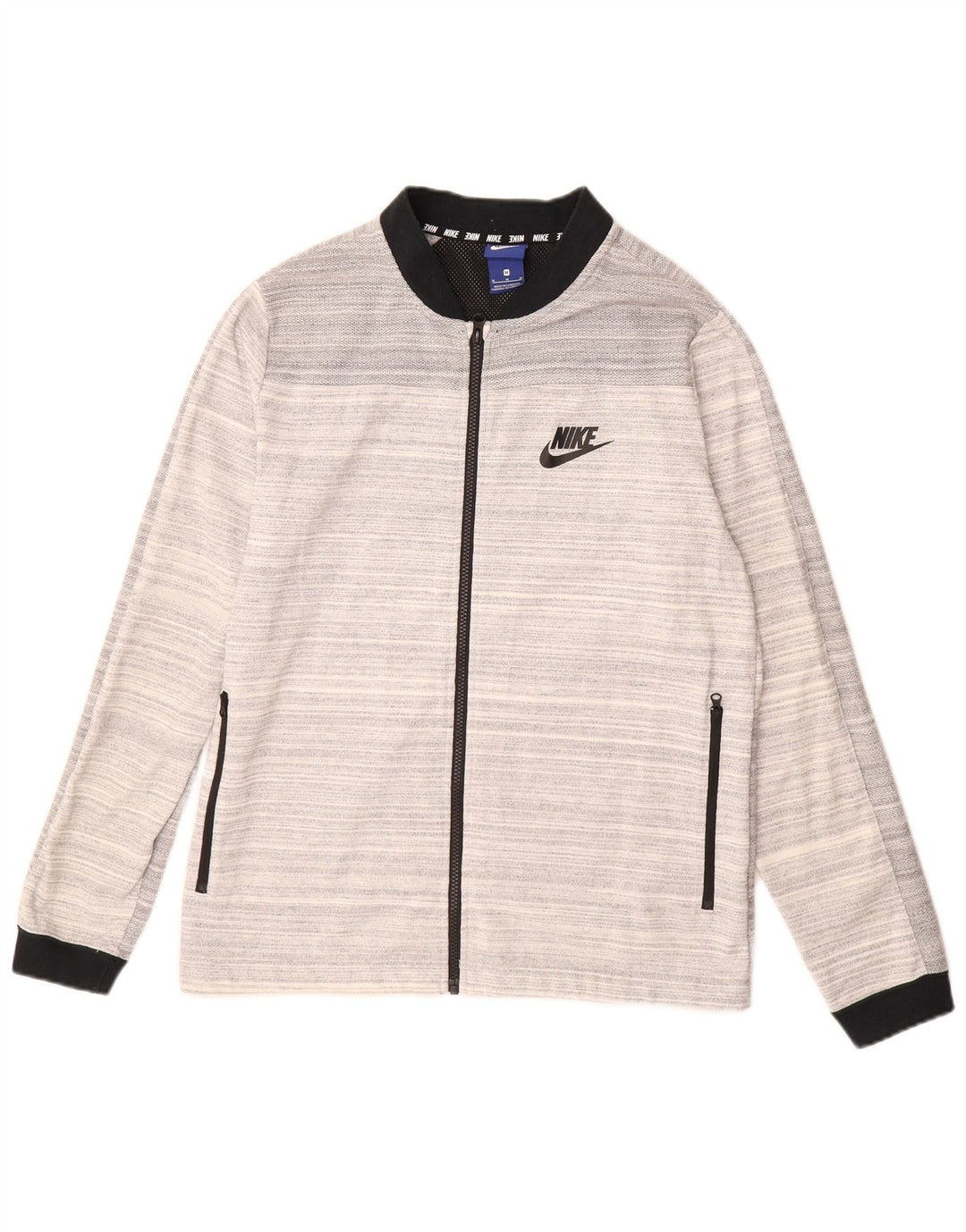NIKE Hombre Chándal Top Chaqueta De Algodón A Rayas Gris Medio