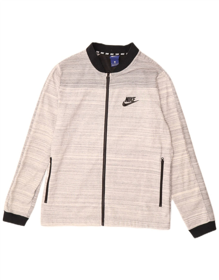 NIKE Hombre Chándal Top Chaqueta De Algodón A Rayas Gris Medio