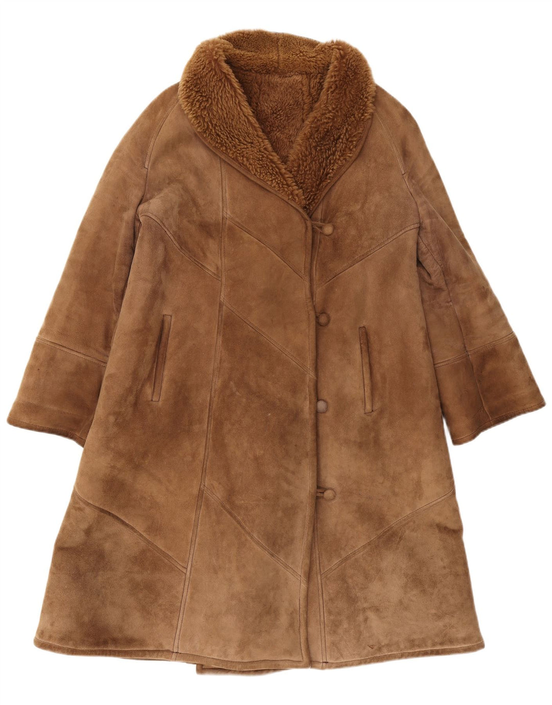 Abrigo de piel de oveja vintage para mujer IT 44 Marrón medio Shearling Classic