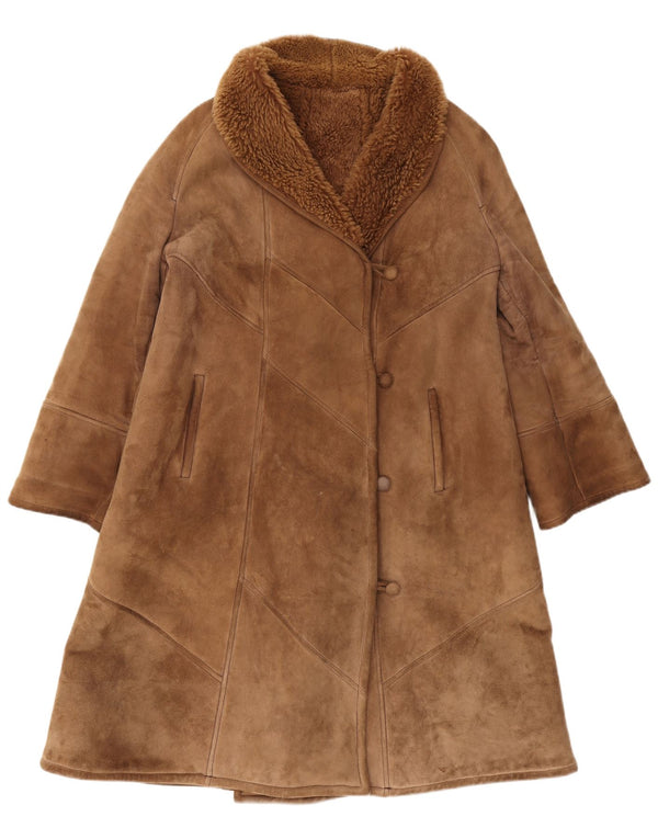 Abrigo de piel de oveja vintage para mujer IT 44 Marrón medio Shearling Classic