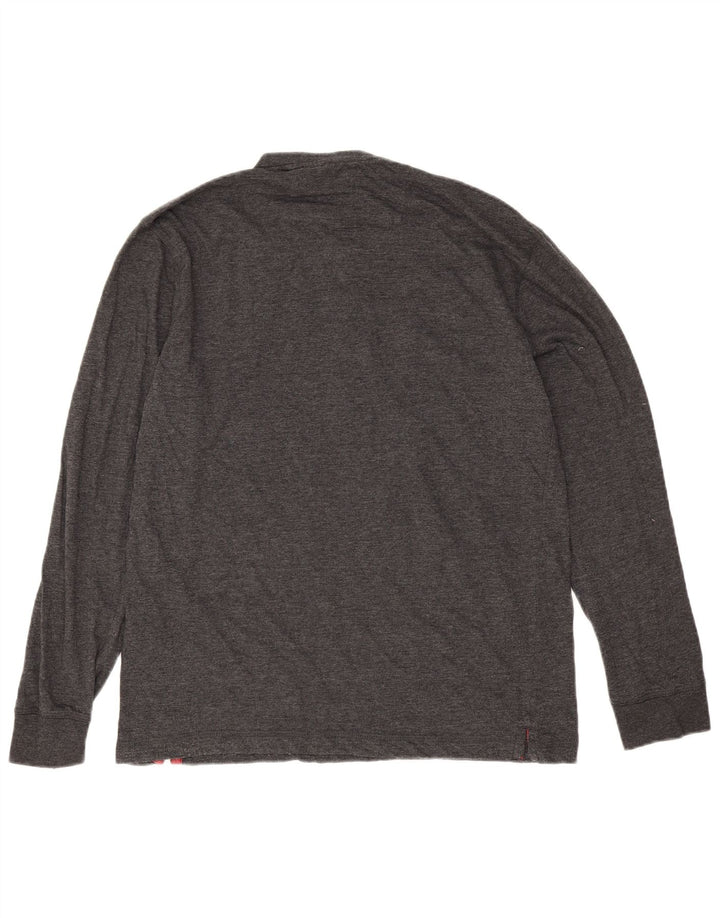 Chaps Top para hombre de manga larga de algodón moteado gris medio