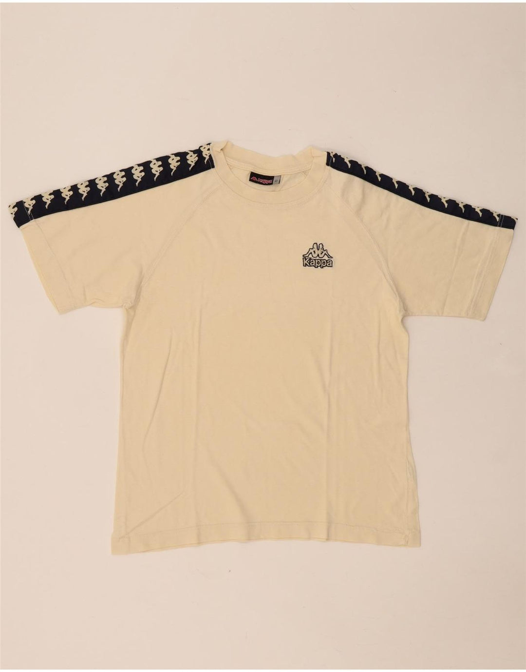 KAPPA Hombre Camiseta Gráfica Top Small Beige Colorblock Algodón