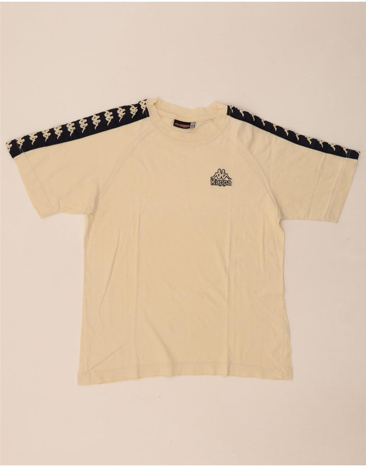 KAPPA Hombre Camiseta Gráfica Top Small Beige Colorblock Algodón