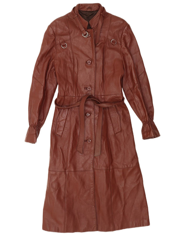 Abrigo de cuero vintage para mujer IT 44 Cuero marrón medio