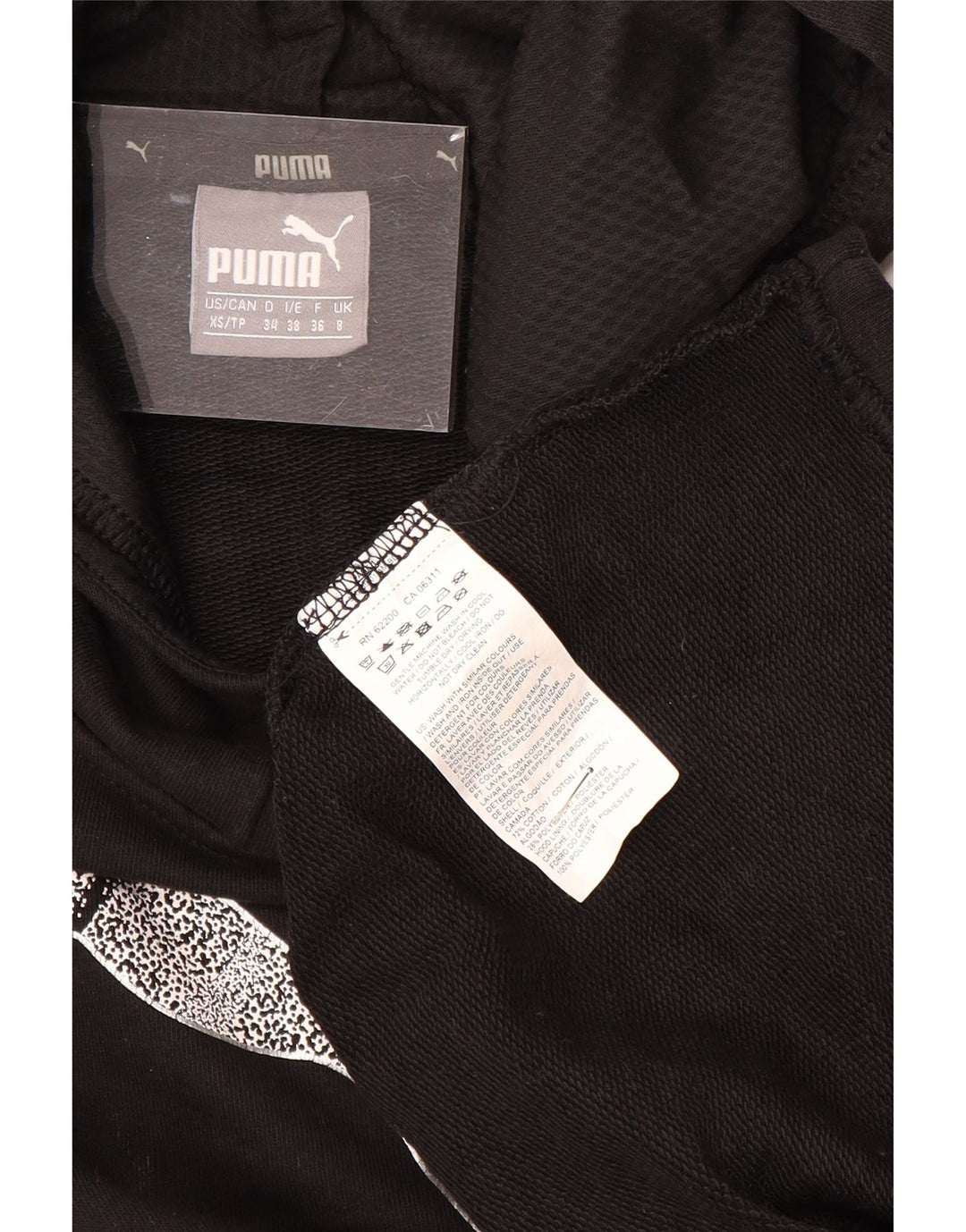 PUMA Sudadera con capucha gráfica para mujer UK 8 Small Poliéster negro