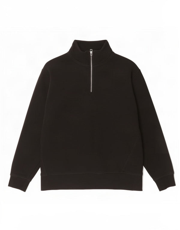 Zara Hombre Sudadera Con Cremallera Y Cuello Jumper Large Algodón Negro