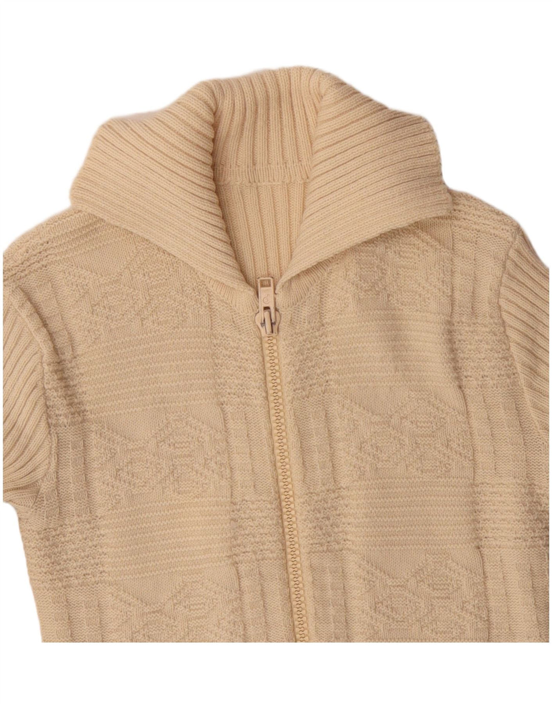 VINTAGE Mujer Cardigan Suéter Reino Unido 10 Pequeño Beige