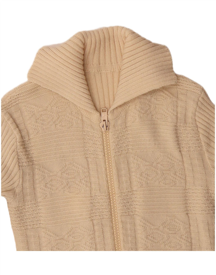 VINTAGE Mujer Cardigan Suéter Reino Unido 10 Pequeño Beige