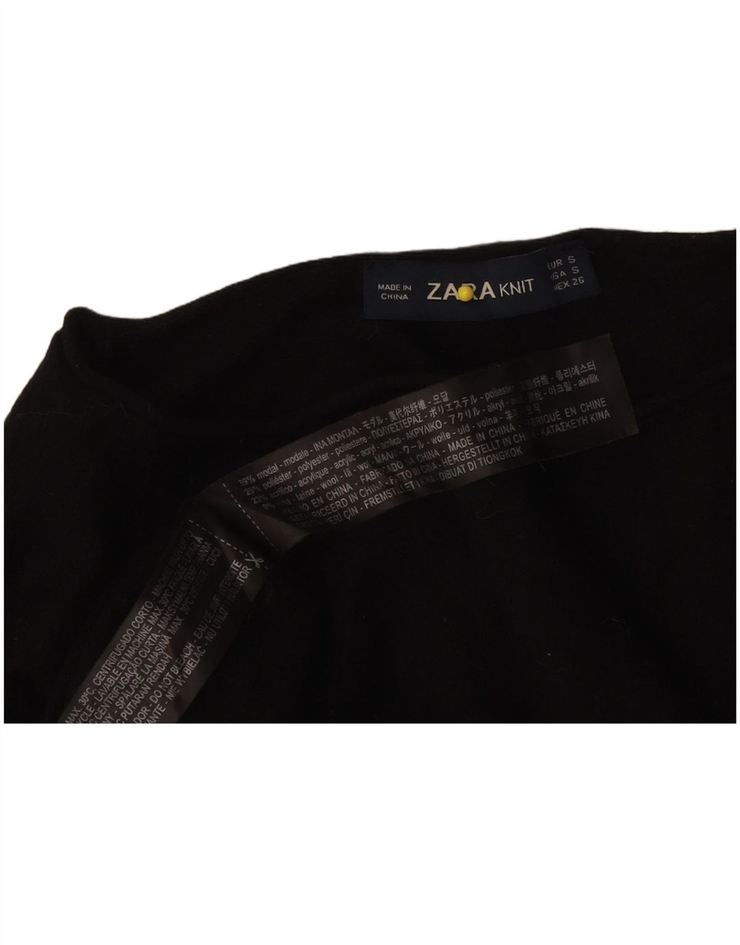 Zara Mujer Top Manga Larga UK 40 Small Black Modal