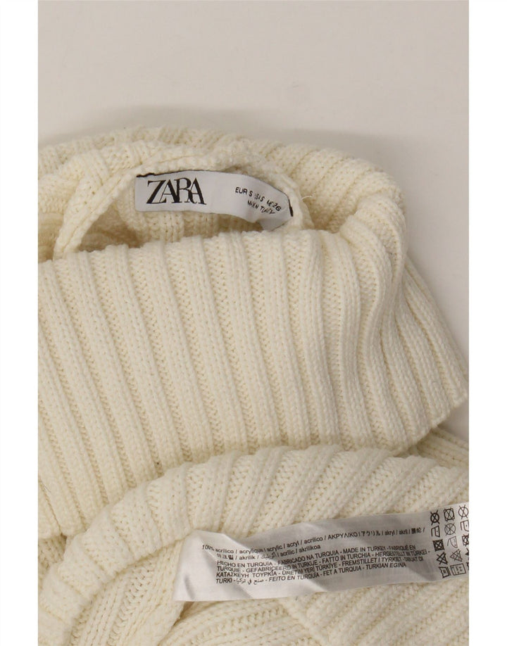 Zara Mujer Crop Oversize Roll Neck Jumper Sweater UK 10 Small Blanco