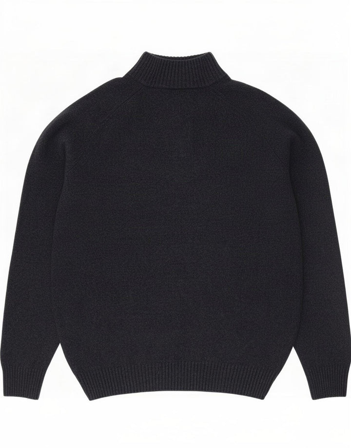 Lyle & Scott Suéter tipo jersey con cuello y botones para hombre, talla grande, de lana de cordero azul marino