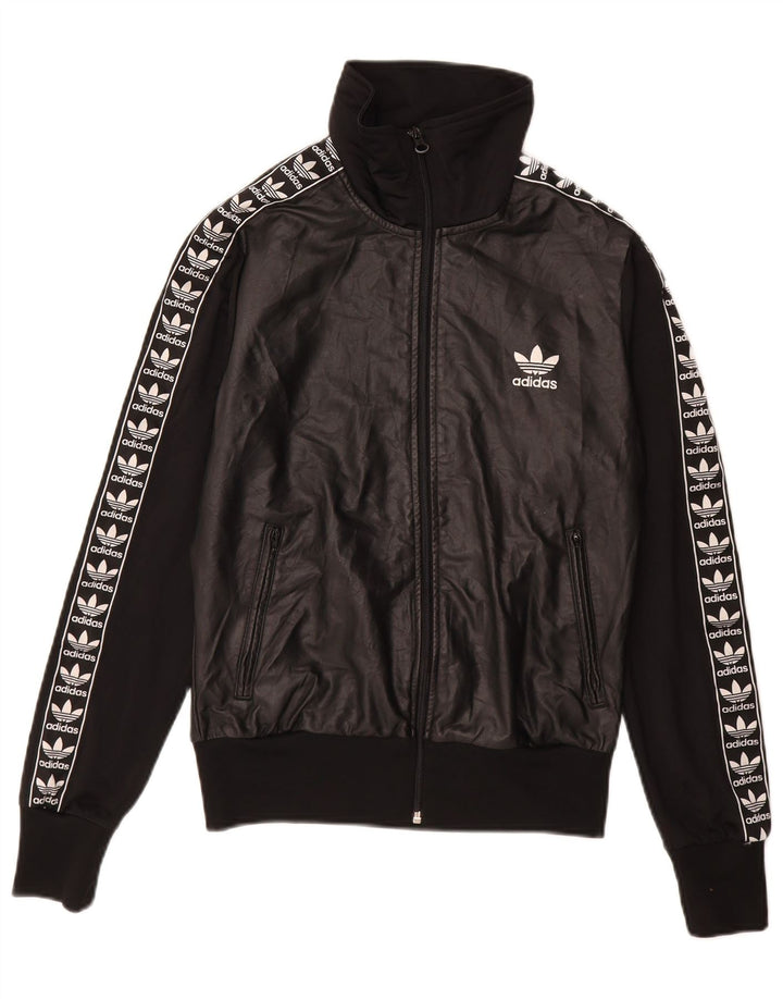 Adidas - Chaqueta de chándal gráfica para mujer, talla 40, poliéster negro grande
