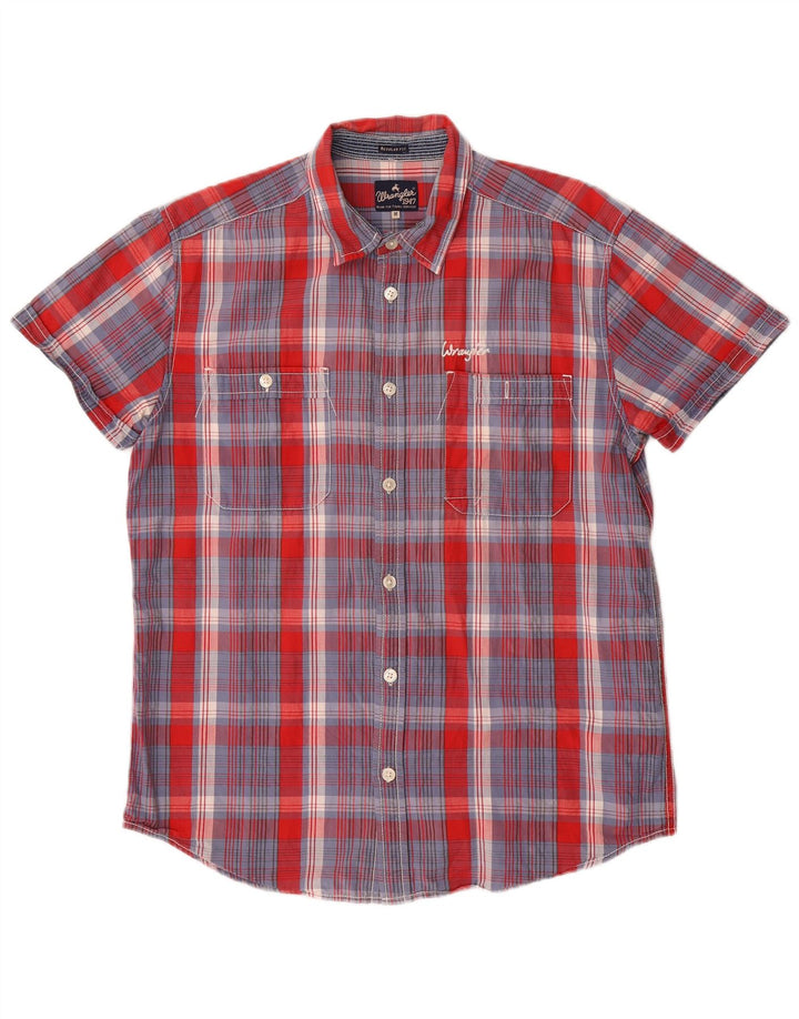 Wrangler Camisa Regular Fit De Manga Corta Para Hombre De Algodón A Cuadros Azul Medio