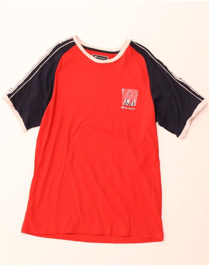 CHAMPION Camiseta gráfica para hombre Top 2XL Algodón color block rojo