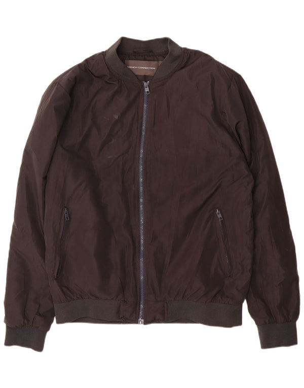 French Connection Chaqueta Bomber para Hombre UK 40 Grande Poliéster Negro