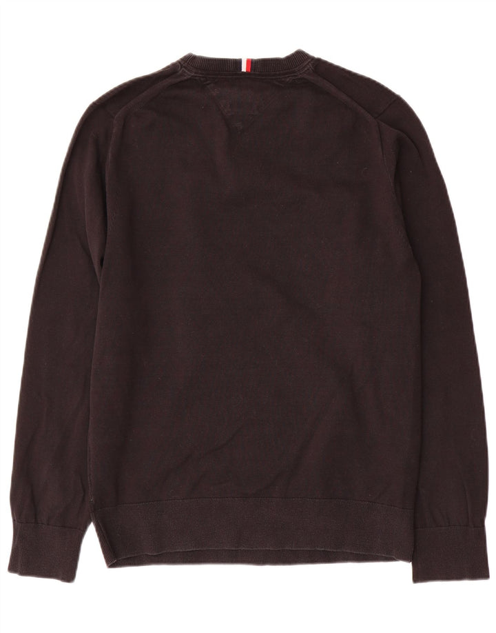 Tommy Hilfiger Jersey con cuello redondo para hombre, color negro mediano