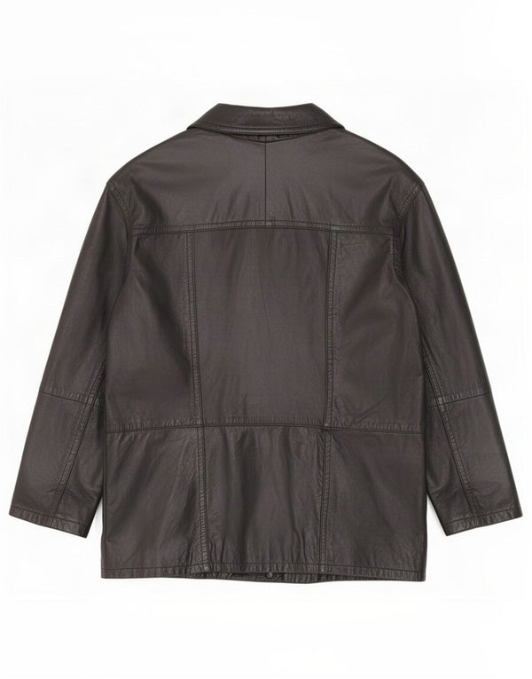 Milan Chaqueta de cuero con doble botonadura para hombre UK 42 XL Negro