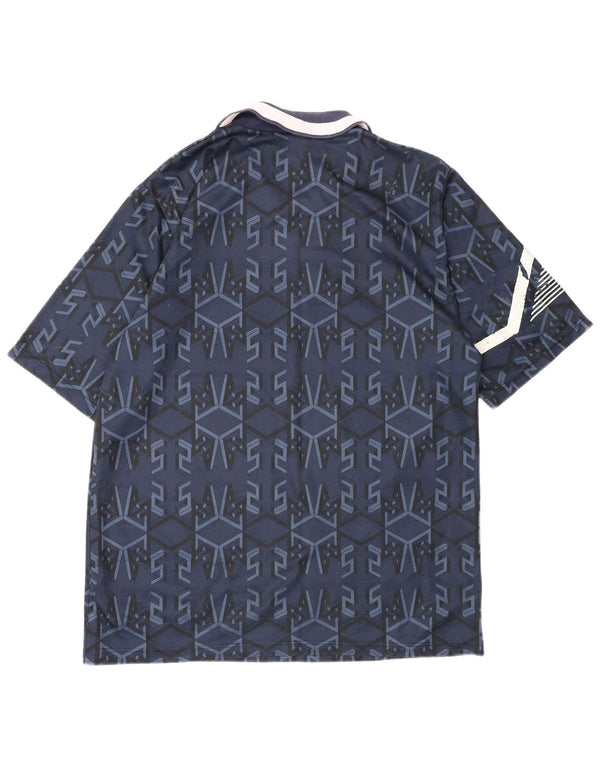 Umbro Hombre Escocia 1991-1993 Camiseta De Fútbol Mediana Azul Marino Geométrico
