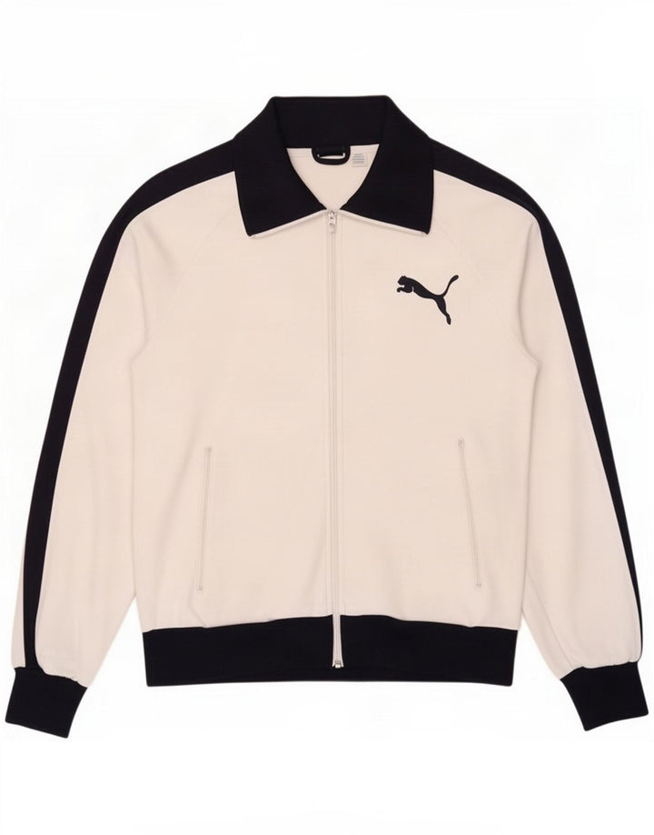 Chaqueta superior de chándal con gráfico Puma para hombre Poliéster con bloques de color blanco mediano