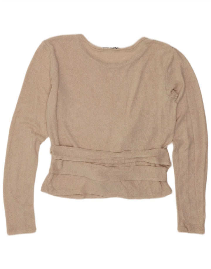 Zara Mujer Crop Top Manga Larga UK 44 Medio Beige