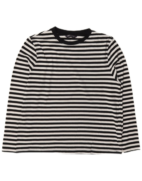 Marks & Spencer Top para mujer de manga larga UK 42 Medium White Stripe Nautical