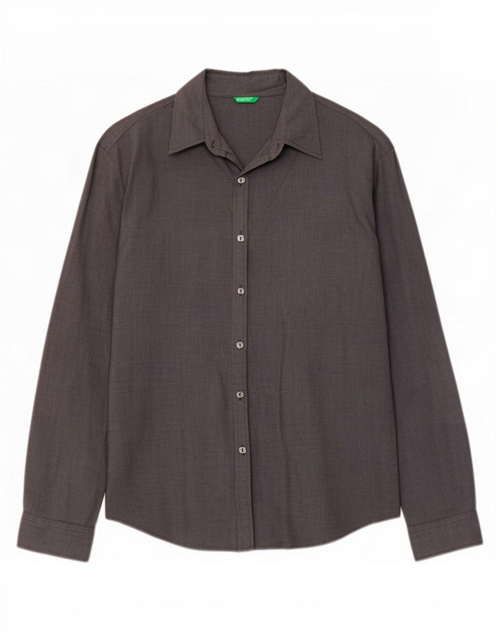 Camisa Benetton Mujer ES 46 Grande Gris Raya diplomática