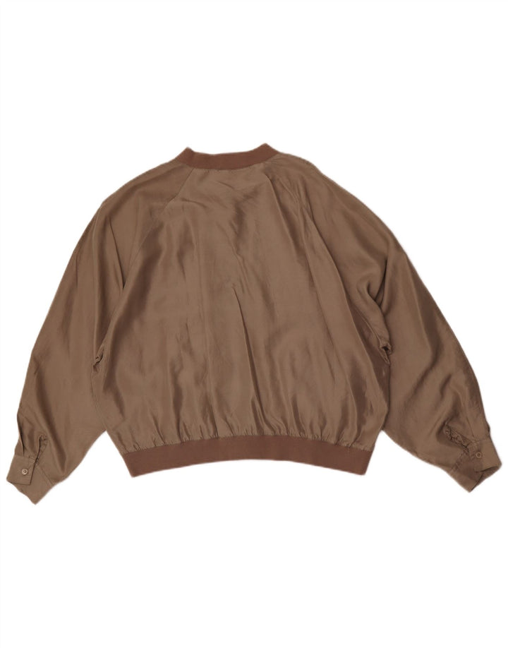 Marco Pecci Chaqueta bomber extragrande para mujer IT 42 Seda marrón medio