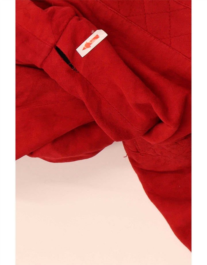 Vintage mujer 1 botón ante Blazer chaqueta Reino Unido 12 rojo medio