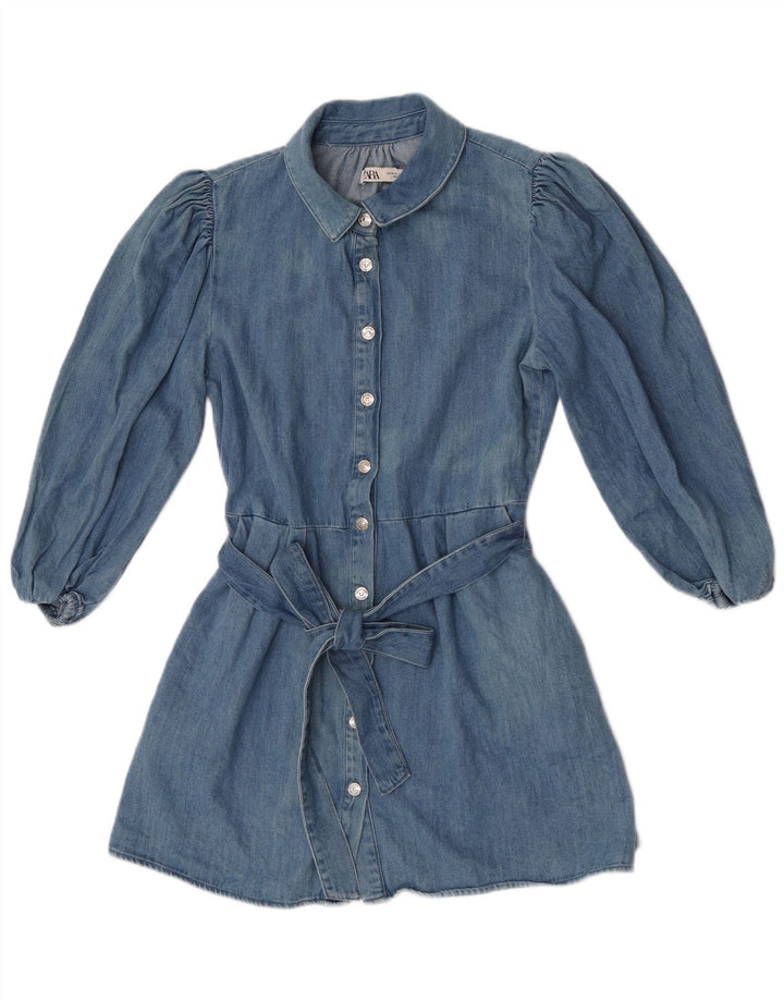 Zara Vestido Vaquero De Manga Larga Para Mujer UK 42 Azul Medio