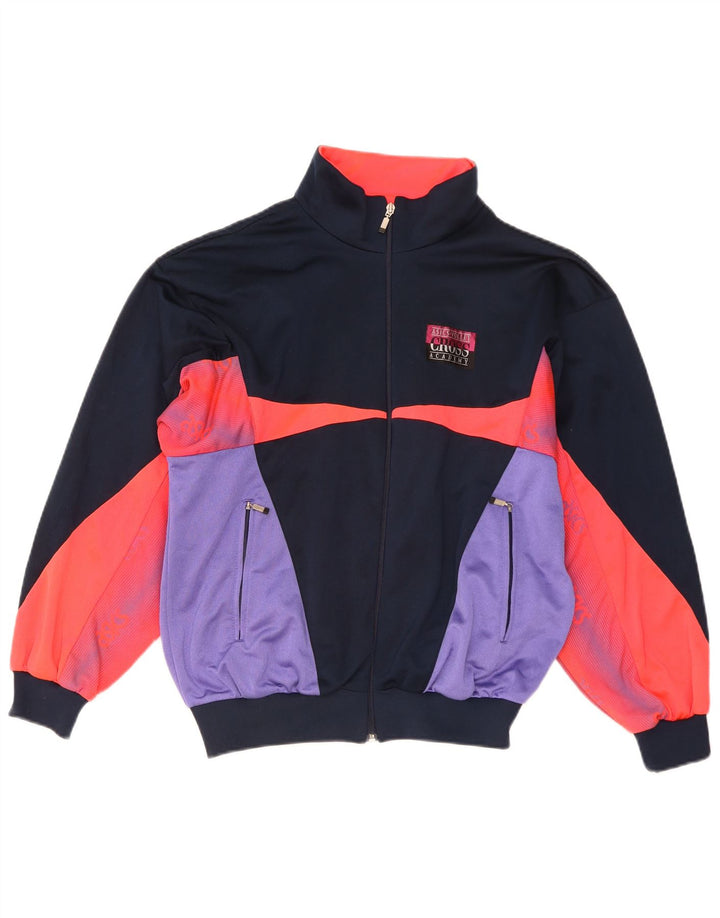 ASICS Chaqueta superior de chándal con gráfico para hombre IT 50 Medium Azul marino Colorblock