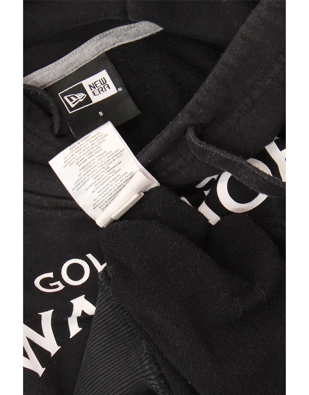 NEW ERA Golden State Warriors - Sudadera con capucha para hombre, talla pequeña, color negro