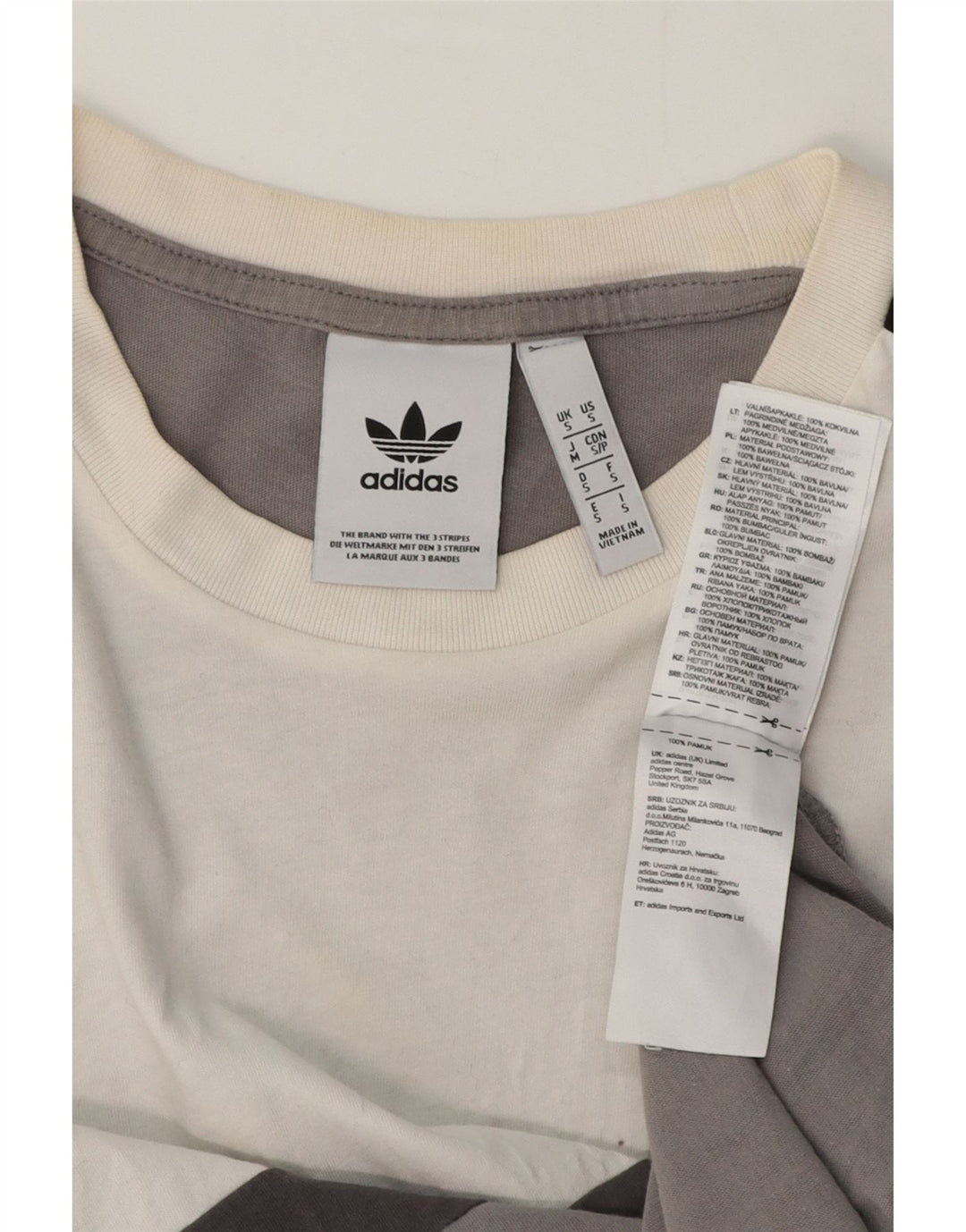 Adidas Hombre Camiseta Top Small Gris Colorblock Algodón