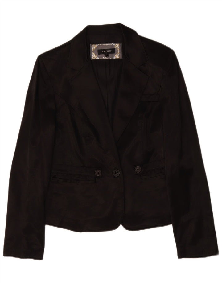 DENNY ROSE Womens 1 Button Blazer Jacket UK 14 Large Black Viscose
